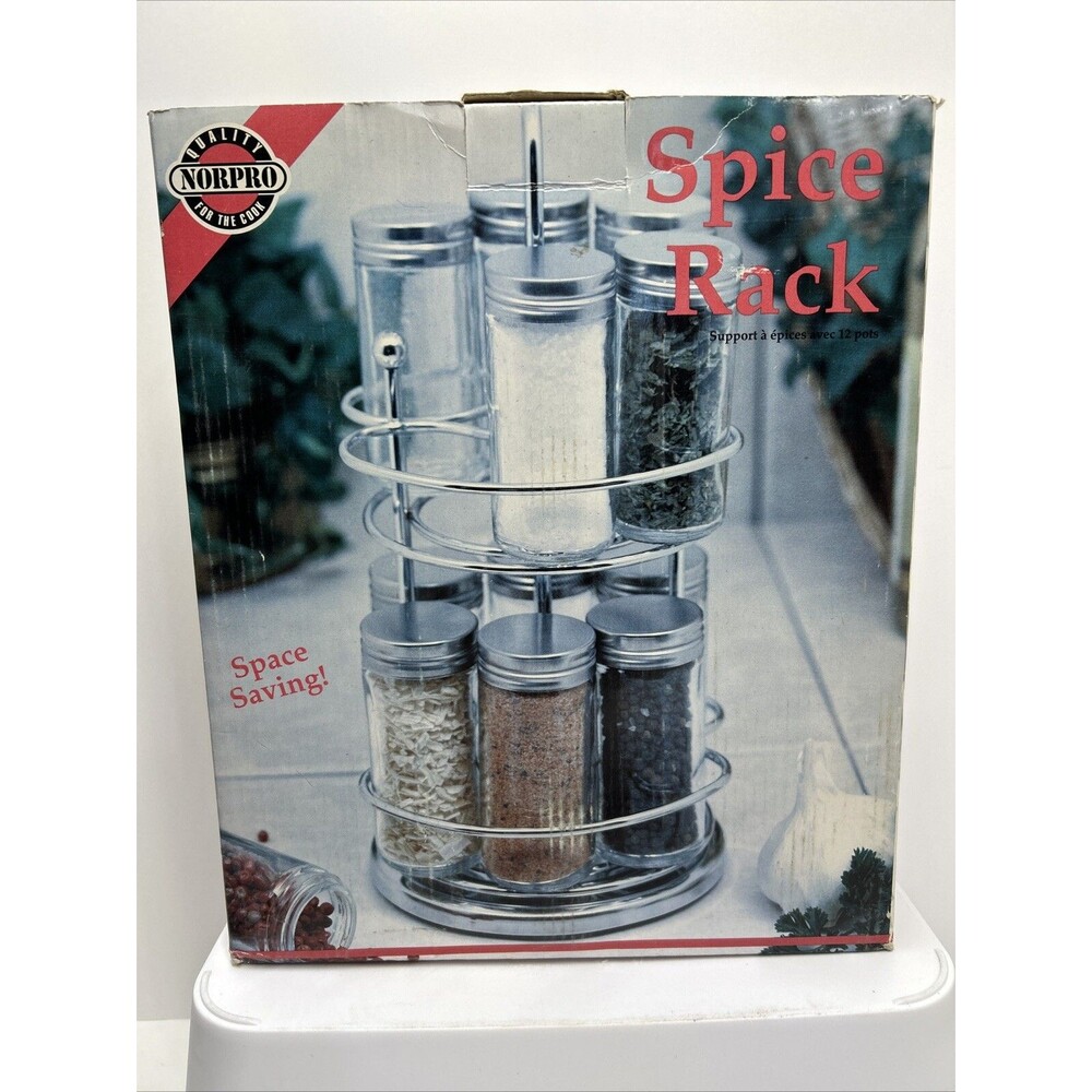 Nor pro Spice Rack W/ 12 Glass Jars‎